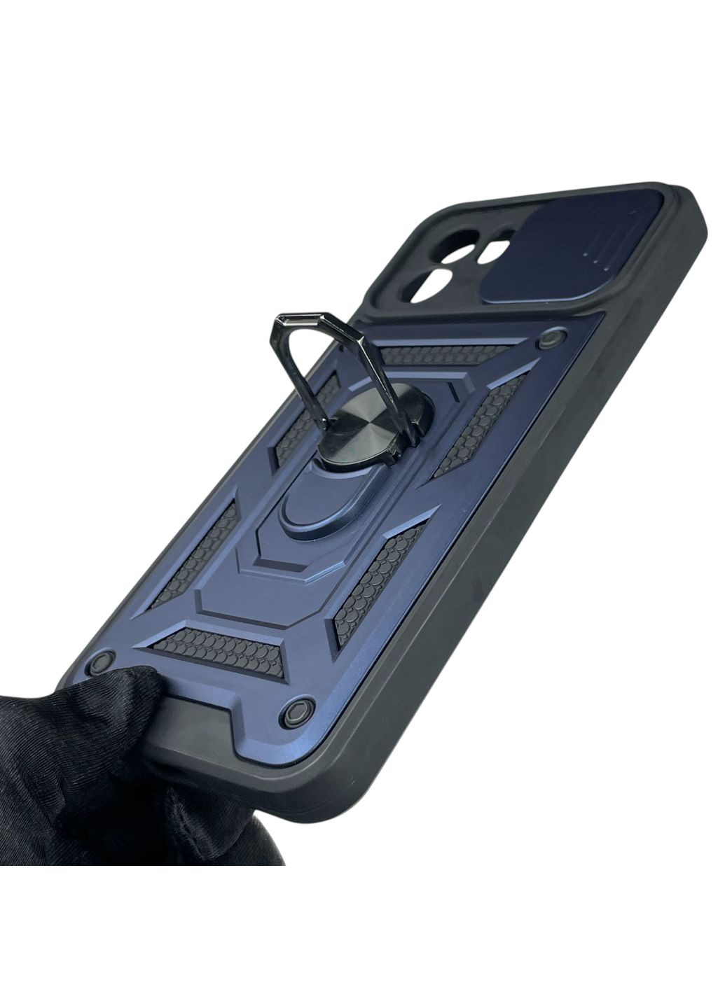 Чехол для Redmi A1 бронированный с кольцом со шторкой на сяоми редми а1 тёмно-синий rg1 Xiaomi (366229555)