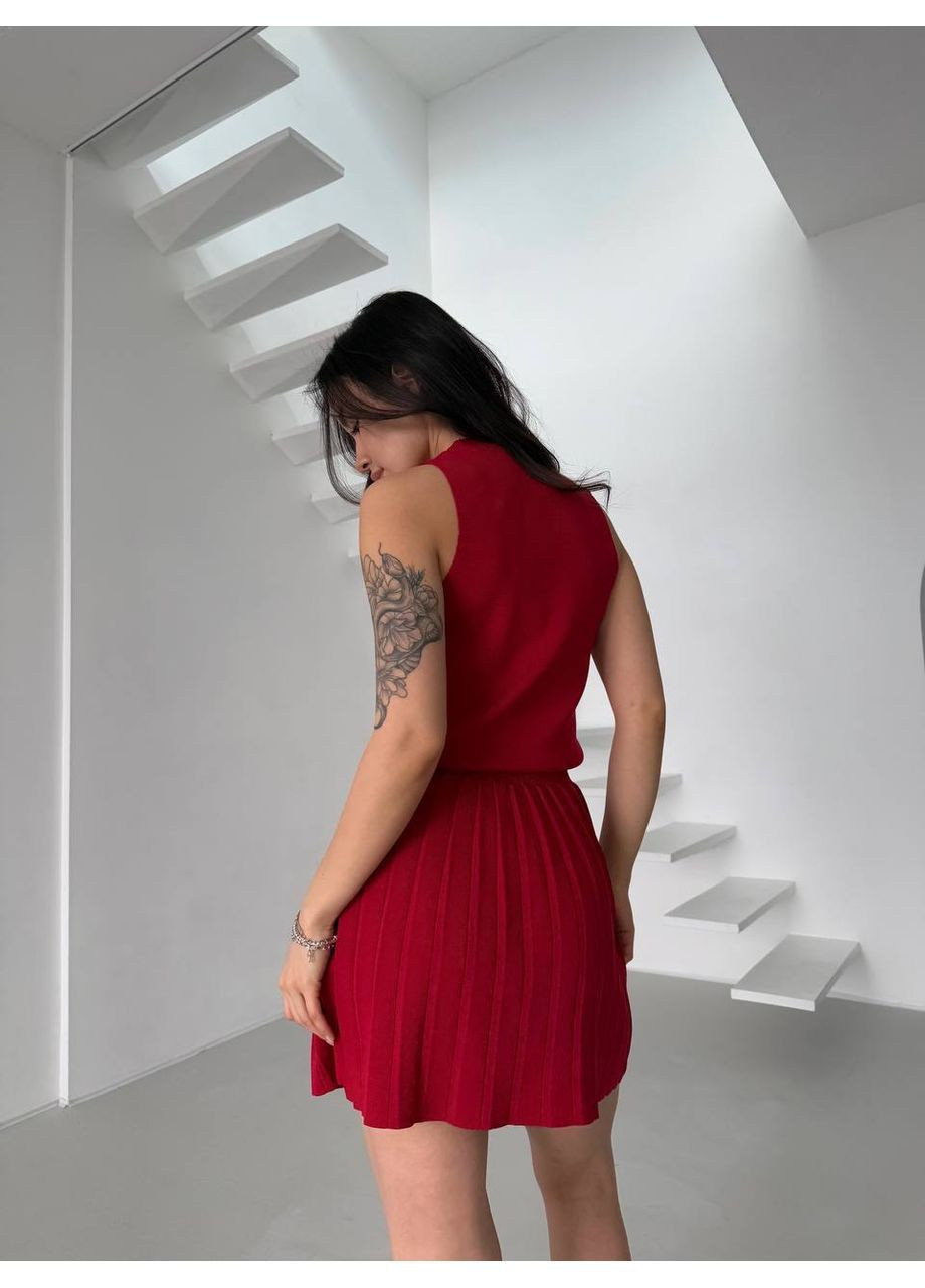 В'язаний костюм укорочений топ і спідничка No Brand Б1466-104/1 (365815462)