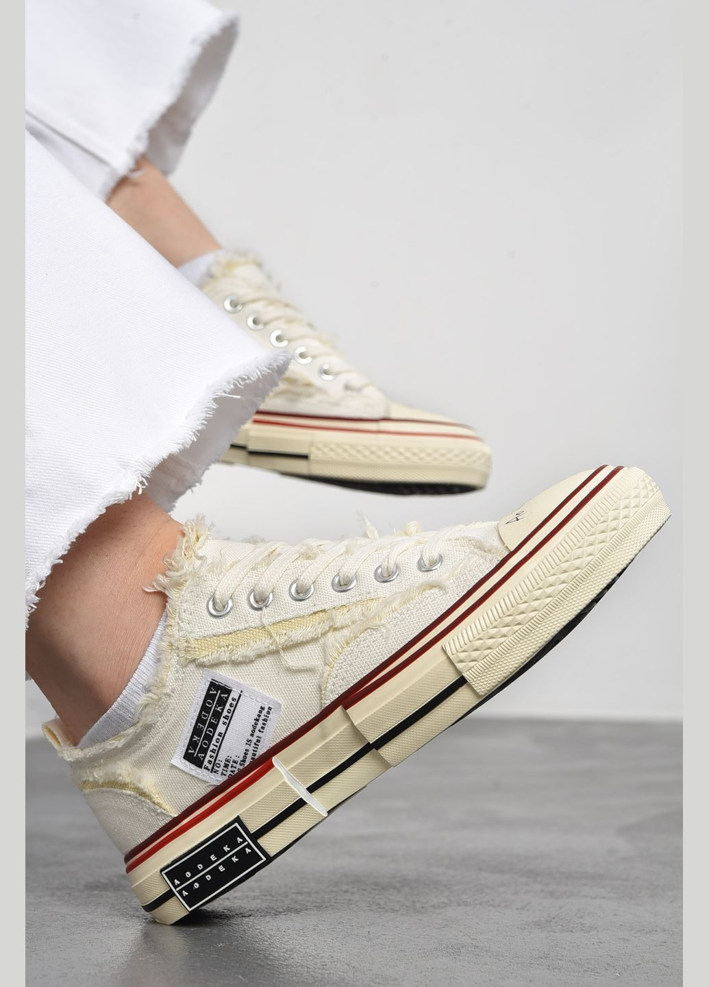 Белые кеды женские текстильные белого цвета на шнуровке Let's Shop