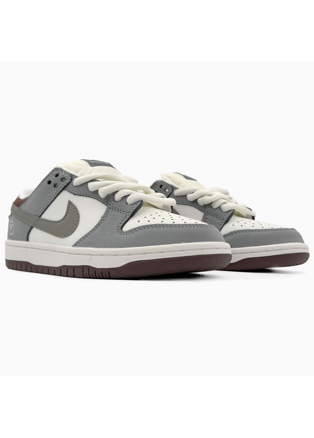 КРОССОВКИ ЖЕНСКИЕ NIKE SB DUNK GREY / WHITE / BROWN НАЙК СБ ДАНК No Brand серые демисезоны (367175848)