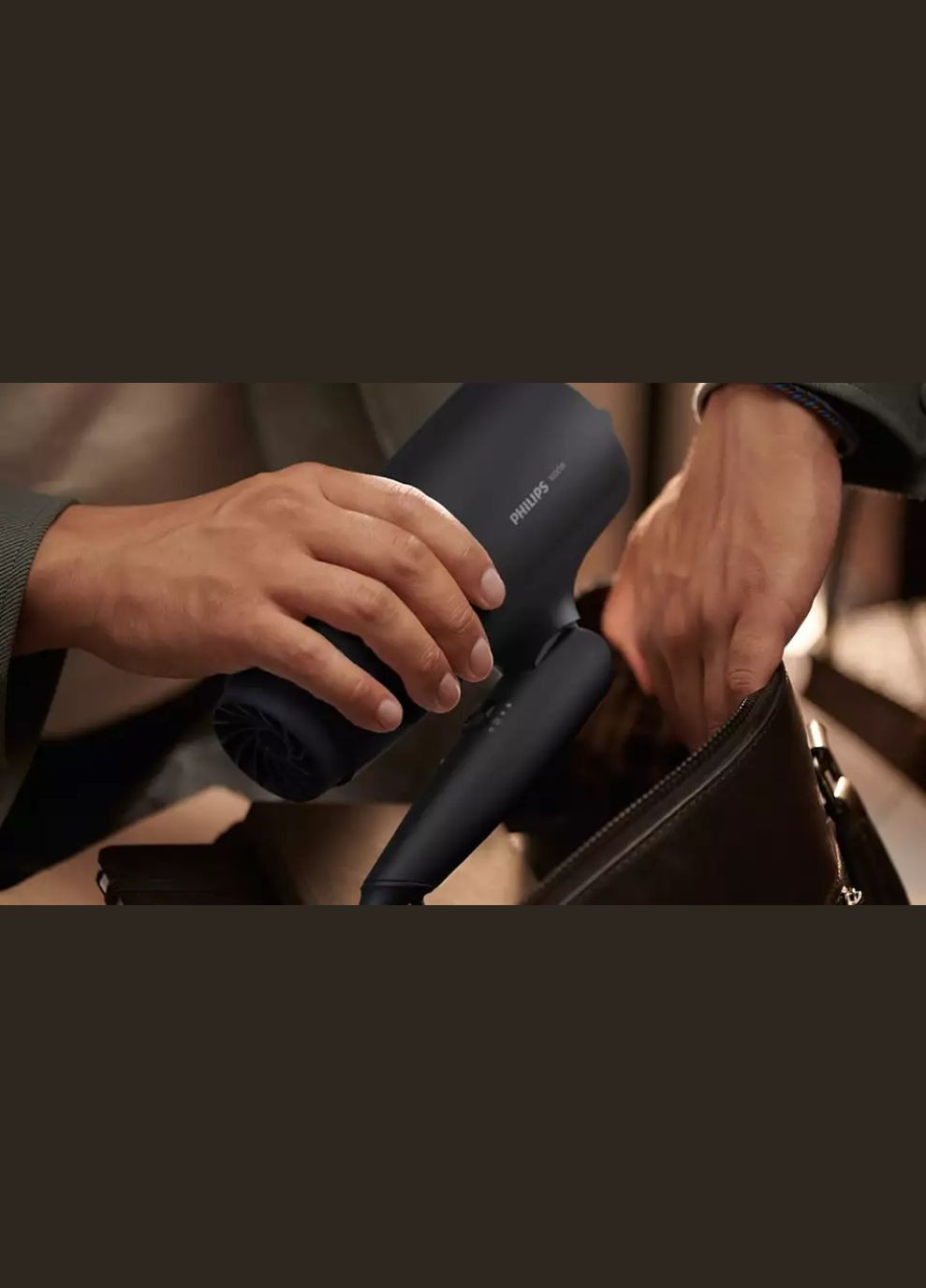 Фен 3000 Series дорожный, 1600Вт, 3 режима, диффузор, холл. обдув, черный Philips (314928712)