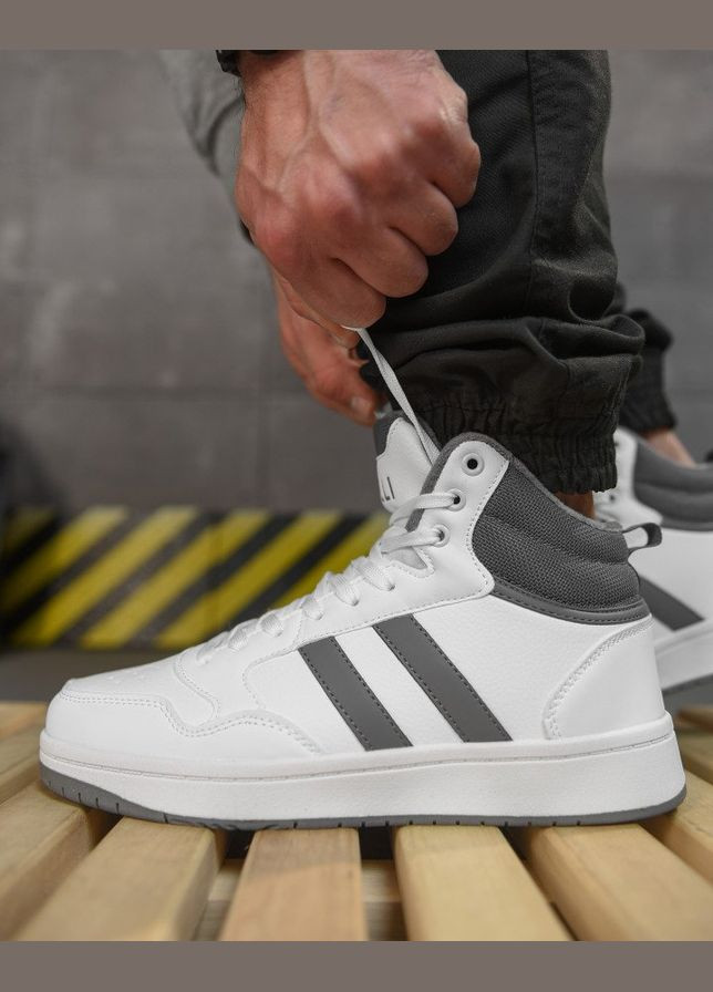 Белые зимние мужские зимние кроссовки на меху белые No Brand