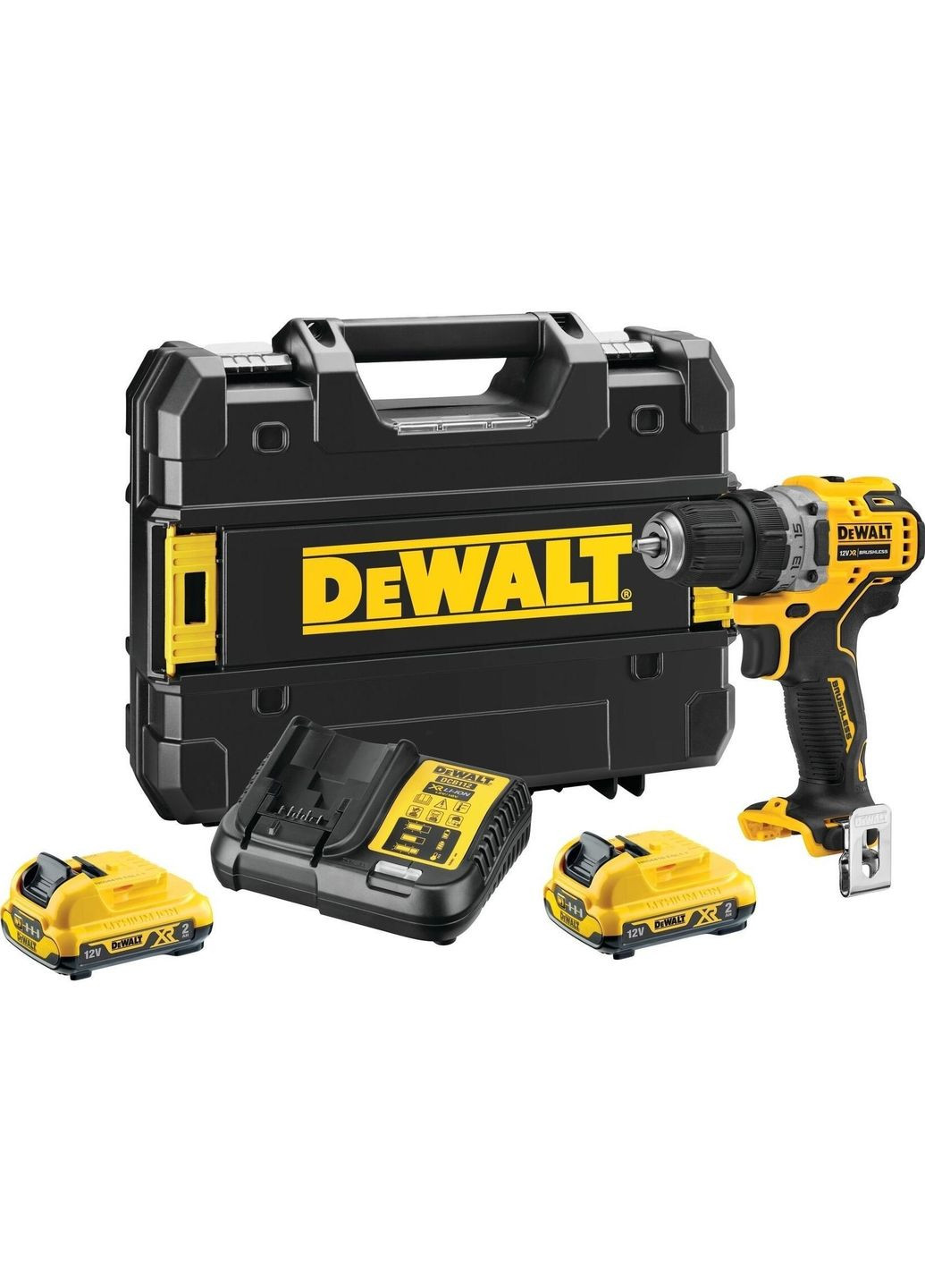 Дриль-шурупокрут безщітковий XR Li-Ion 12В акб 2х2А·рік 57.5Нм 425-1500об/хв патрон 10мм ЗП кейс 1.1кг DeWALT (360401642)