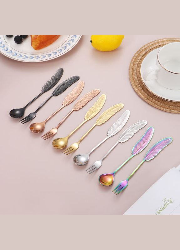 Набор десертных ложек и вилок Mood Spoons "Перо" 10 штук More (317253882)