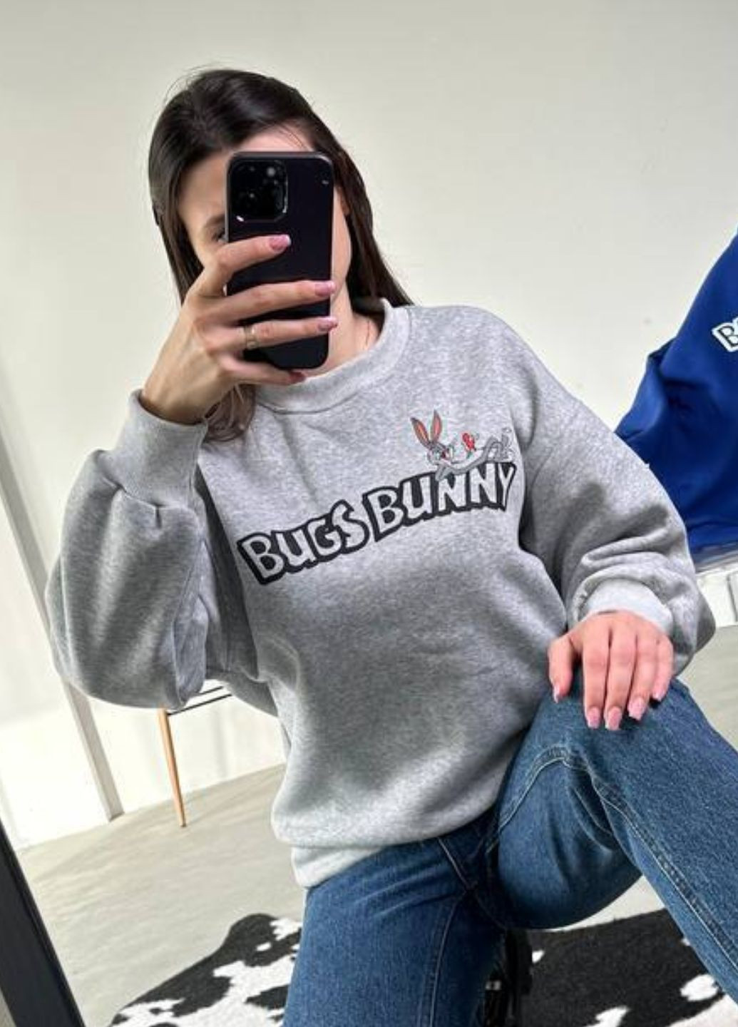 Сірий базовий світшот з написом Україна напис (328214004)