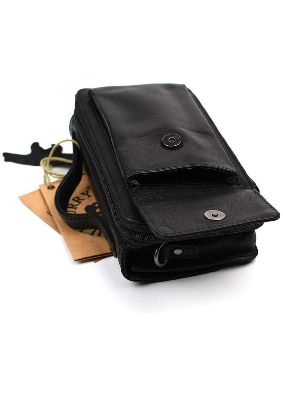 Сумка барсетка з ручкою чоловіча з натуральної шкіри маленька Hill&Burry Чорний 37672 HILL BURRY (353689869)