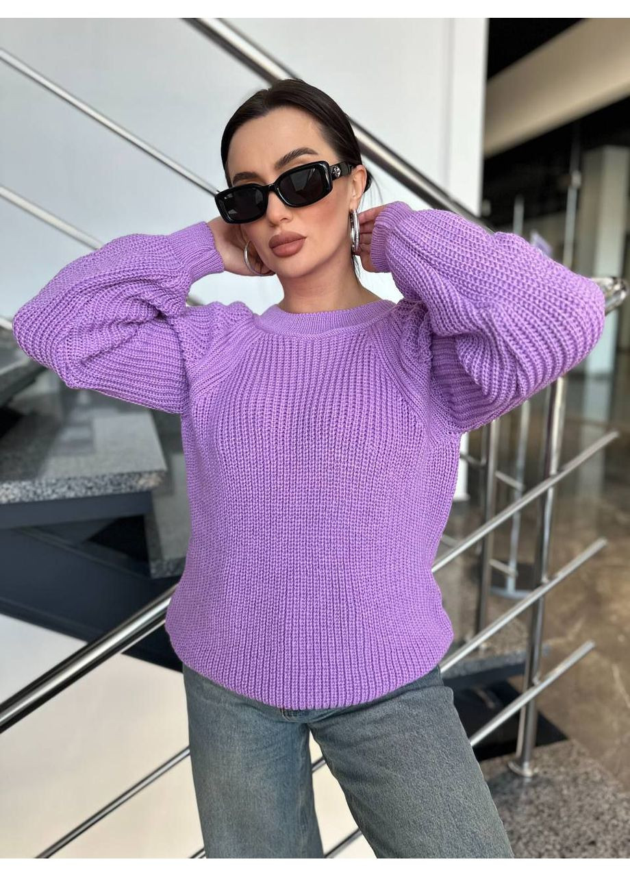 Бузковий демісезонний светр в'язаний теплий LeVi