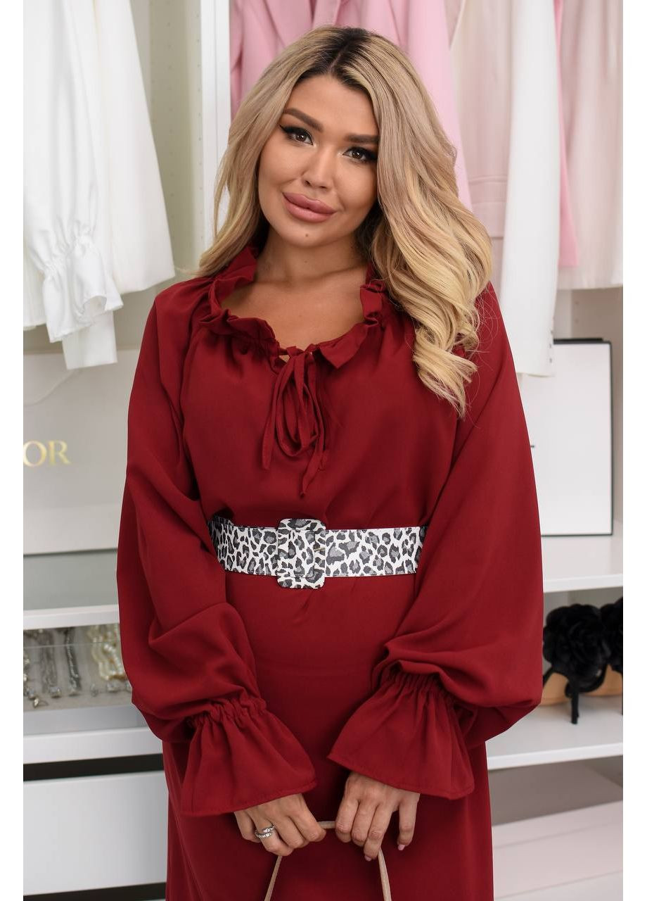 Бордова святковий, вечірня, кежуал жіноча сукня в стилі бохо Style Point однотонна