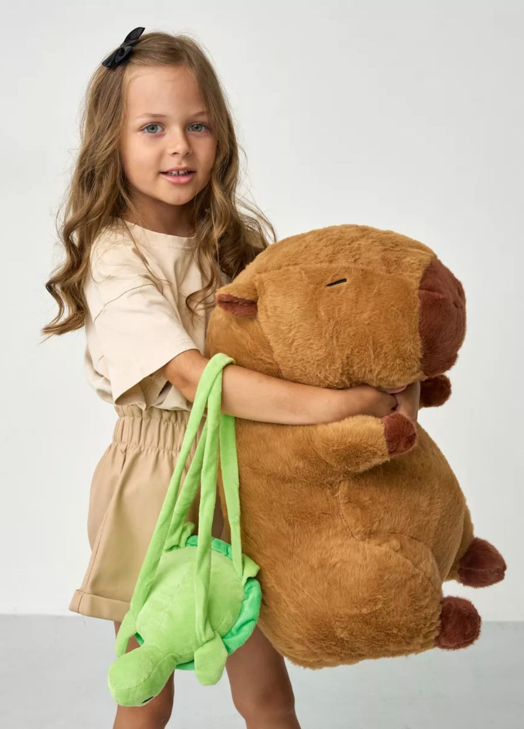 М'яка іграшка велика капібара з рюкзаком черепашкою 50 см My Kigu (371893019)