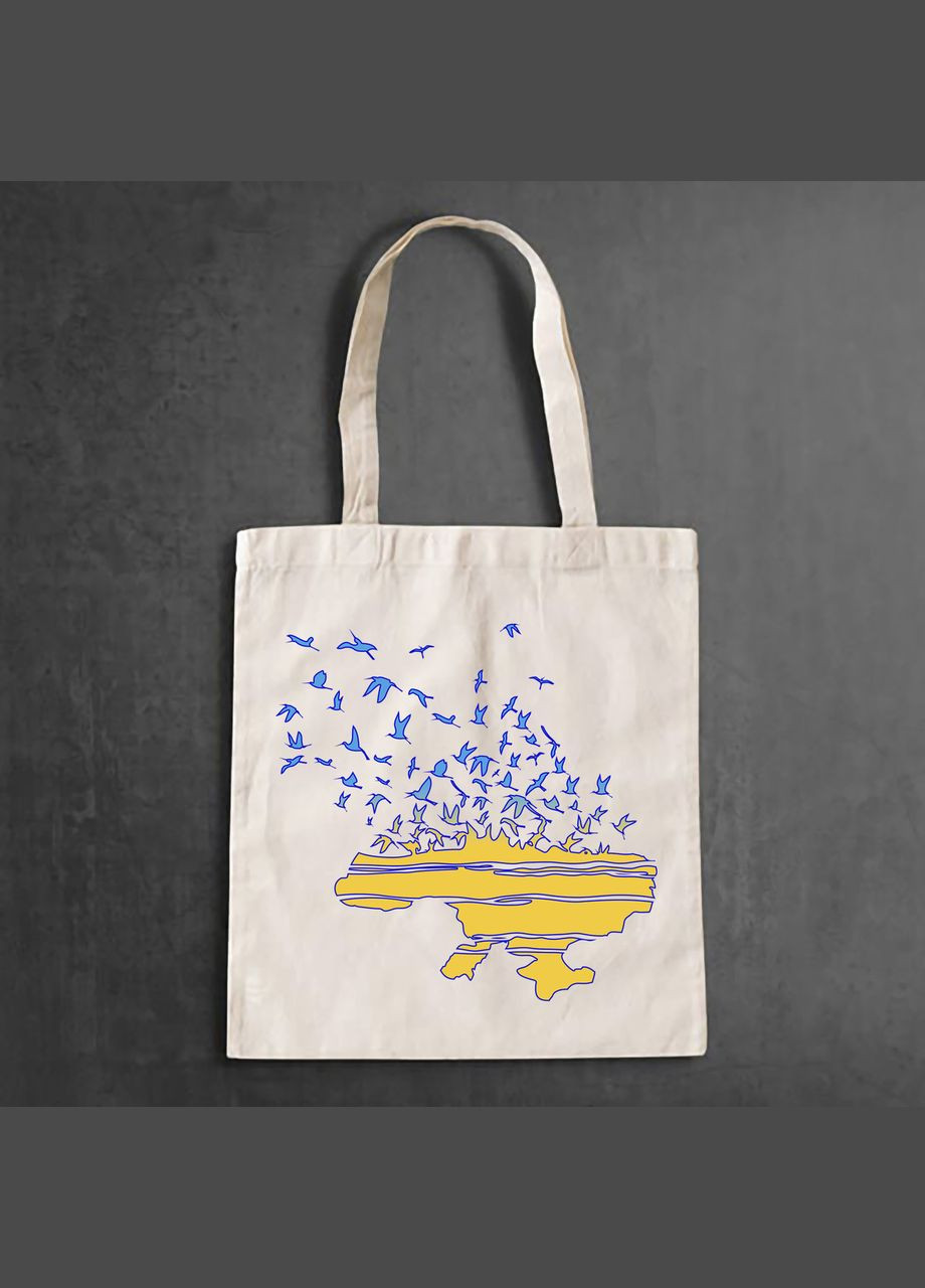 Еко сумка,, повсякденна з принтом "Карта України з журавлями, що відлітають" Push IT Кавун шопер (316138115)