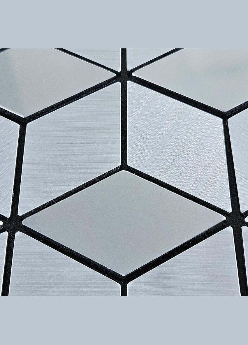 Самоклеющаяся алюминиевая плитка Серебряные квадраты абстракция 300х300х3мм Sticker Wall (300372554)