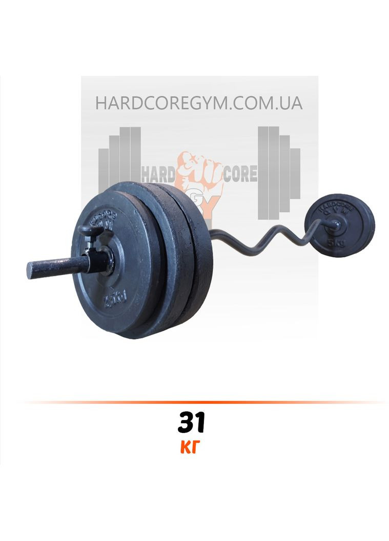 Штанга W-подібна 1,45 м | 31 кг [Граніліт] No Brand (326596788)