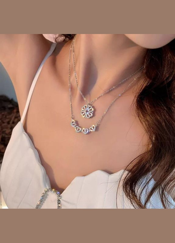 Магнітна підвіска-трансформер з клевером, підвіска з сердечками, намисто, кулон, ланцюжок Fashion Jewelry (337718856)