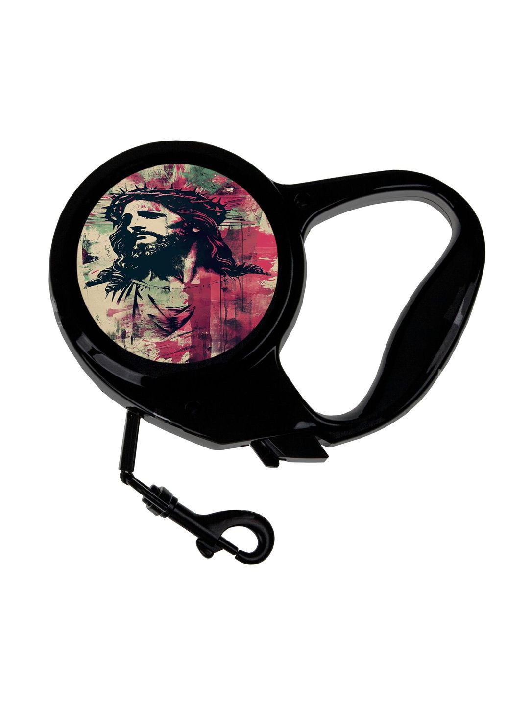 Повідець-рулетка для тварин із принтом іісус 3 м чорний No Brand (309153594)