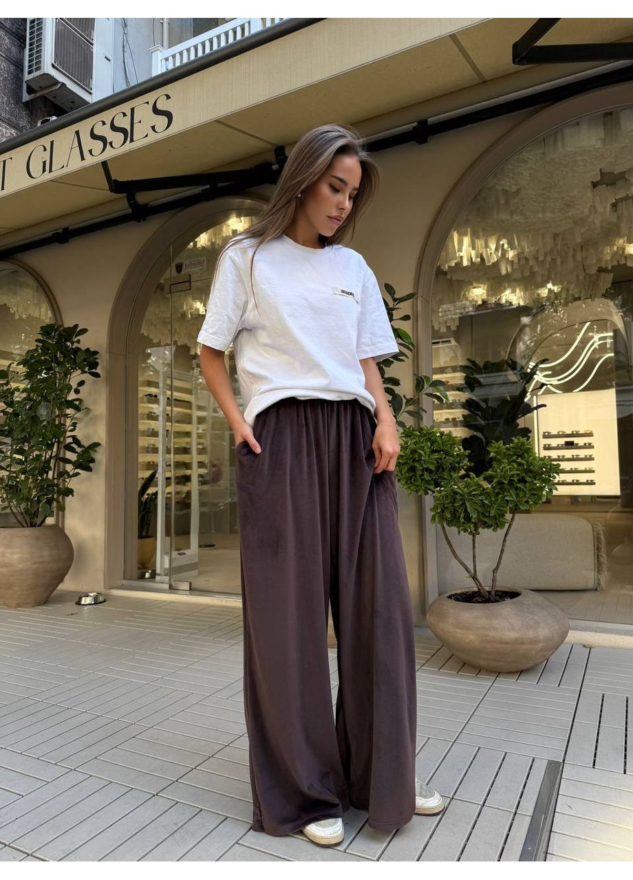 Обʼємні велюрові штани оверсайз на резинці | заміри в описі DK/DL Мода без кордонів (365564446)