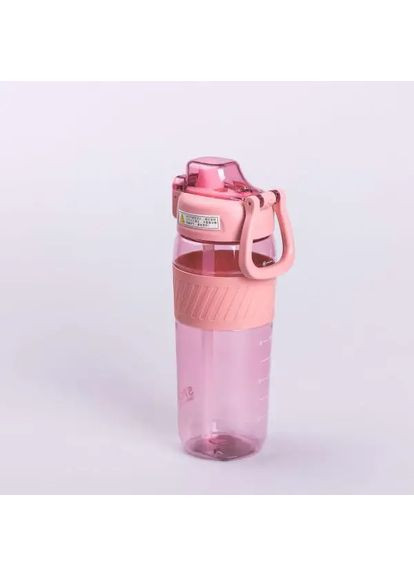 Бутылка для воды 600 мл бутылка в школу для тренировок с трубочкой и ручкой 22 см Розовая Jooki (357206367)