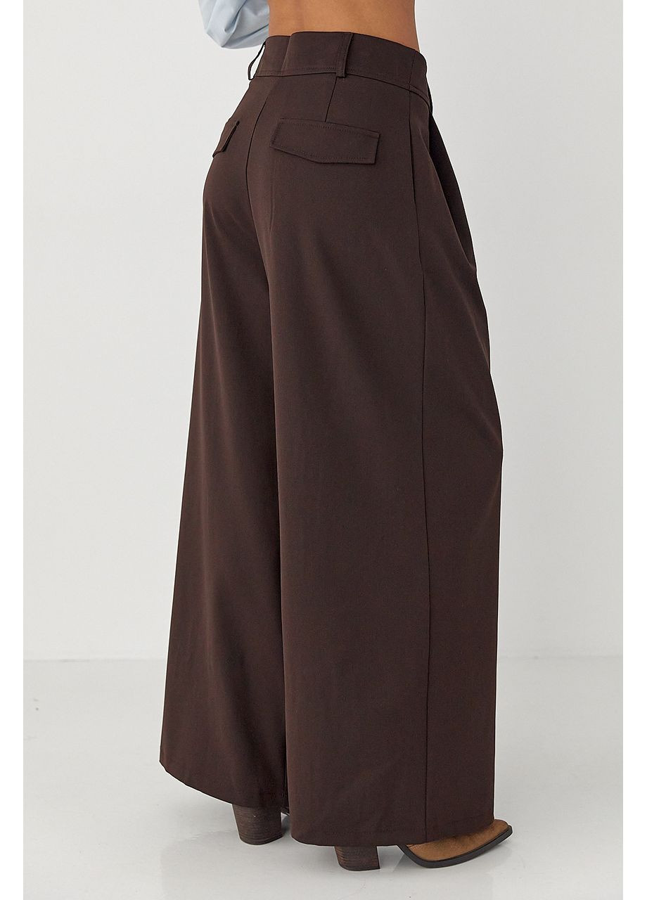 Классические однотонные брюки-палаццо со складками Lurex (367007639)