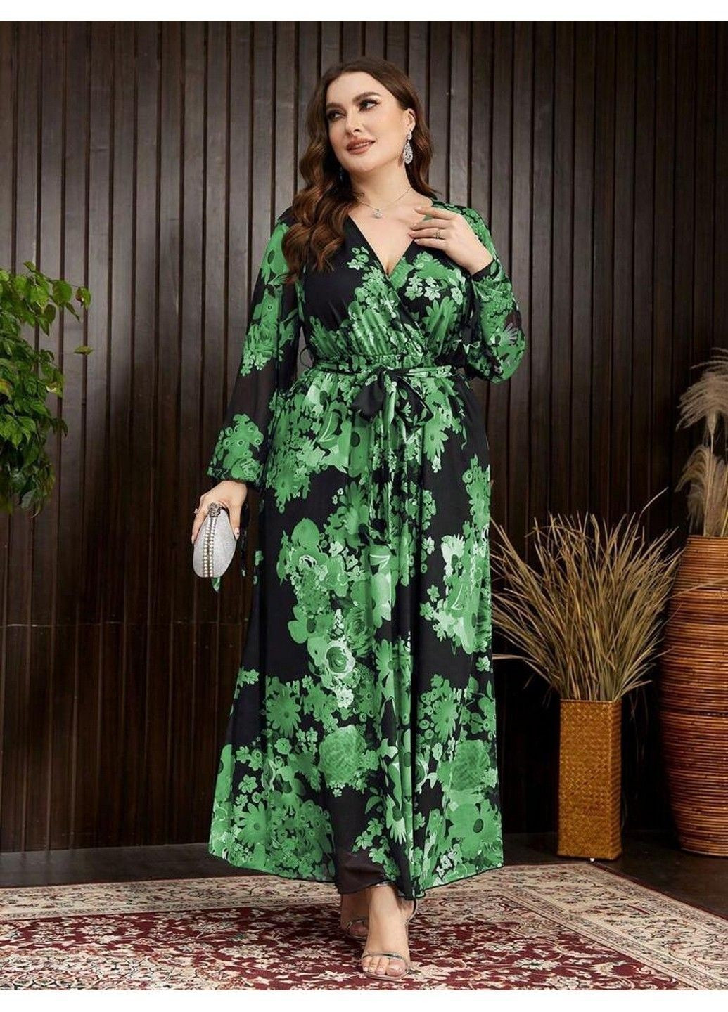 Зелена кежуал сукня SHEIN з квітковим принтом