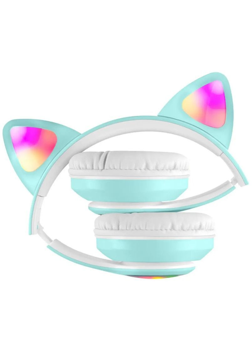 Навушники з котячими вушками STN-28 з LED-підсвіткою М'ятний (2104618935) No Brand (373006867)