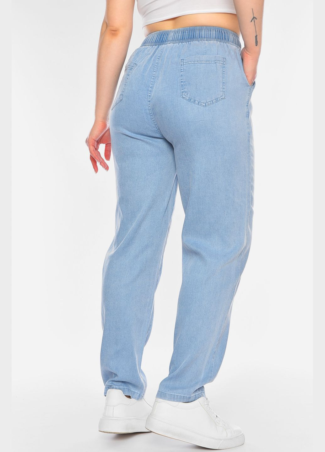 Штани жіночі однотонні блакитного кольору Let's Shop (322765413)