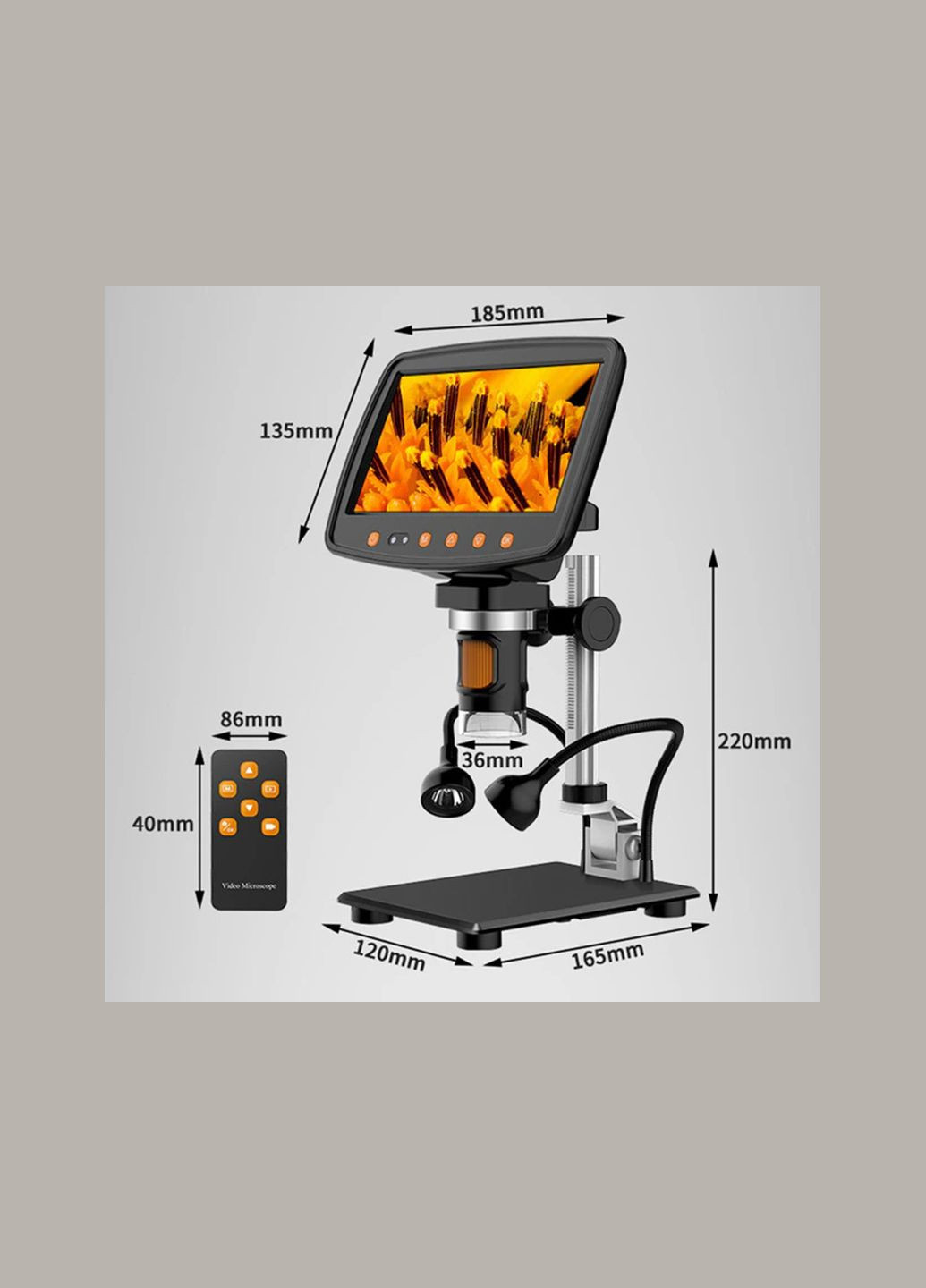 Мікроскоп цифровий з монітором HD 7" / кратність 1000X / пульт / підсвічування / фото / відео / для ремонту No Brand (322567704)