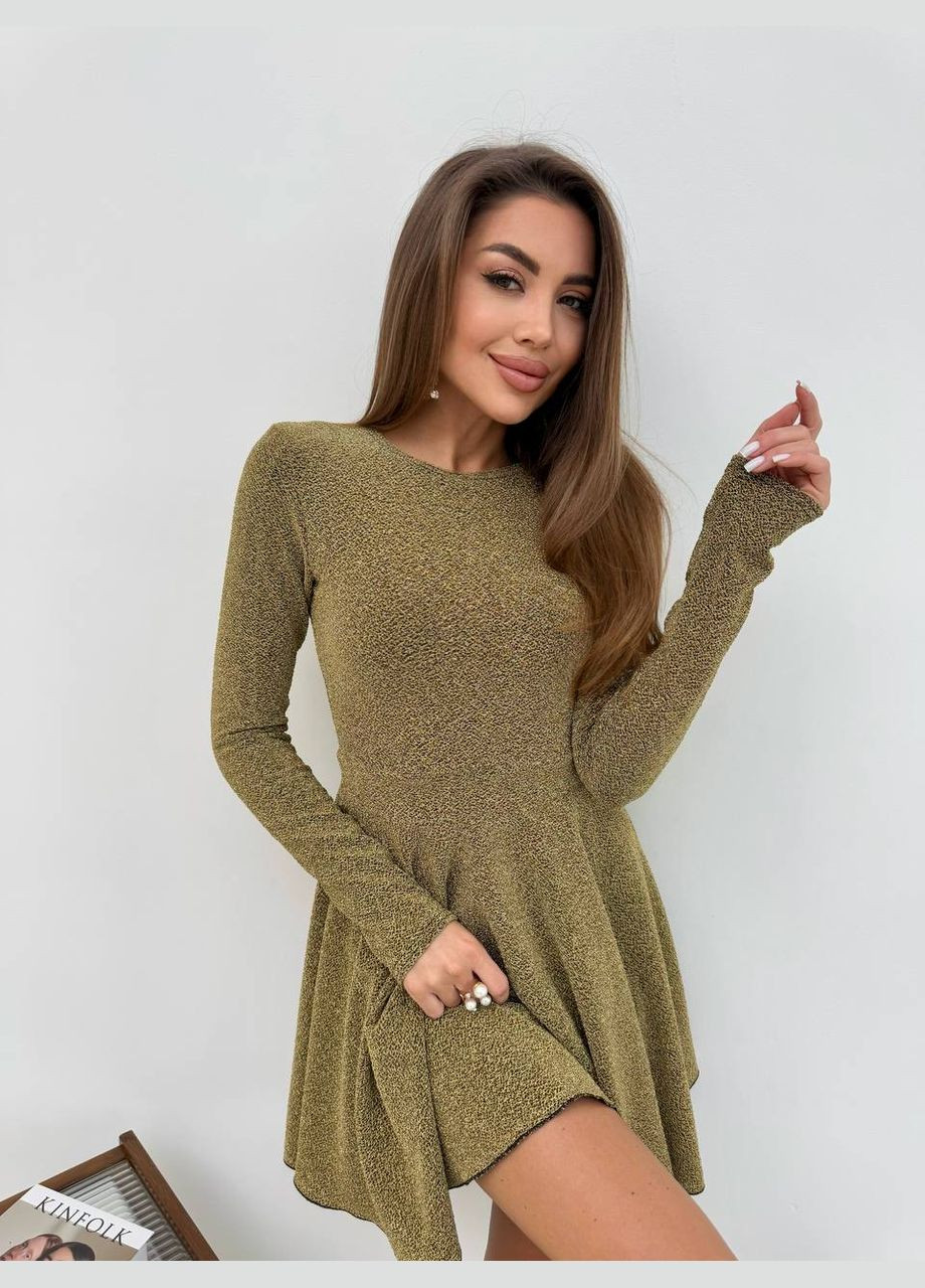 Золотий вечірня сукня клеш золотого кольору 30240 кльош Fashion однотонна