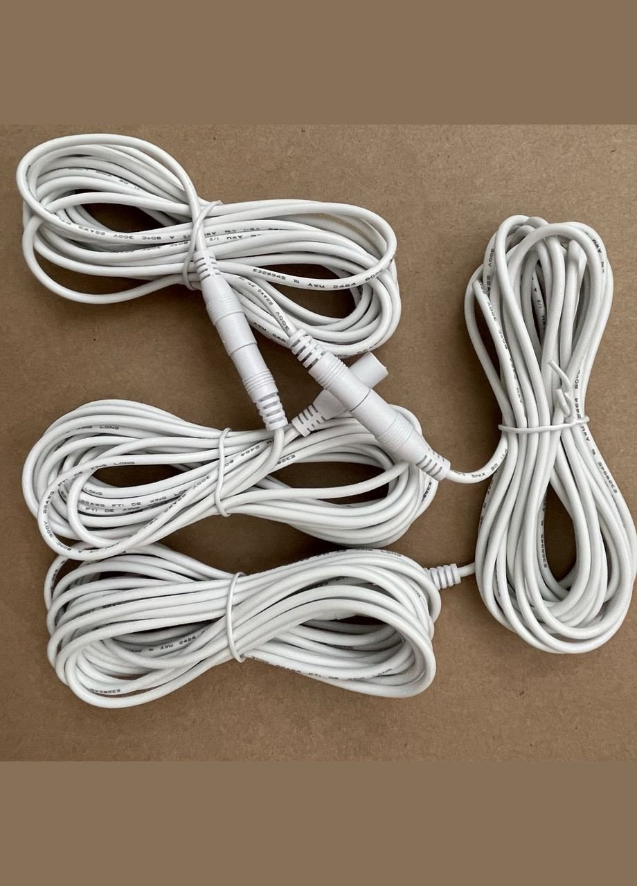 Универсальный кабель удлиннитель питания 12V белый 5 метров 12В 5.5×2.1mm NK (302392885)