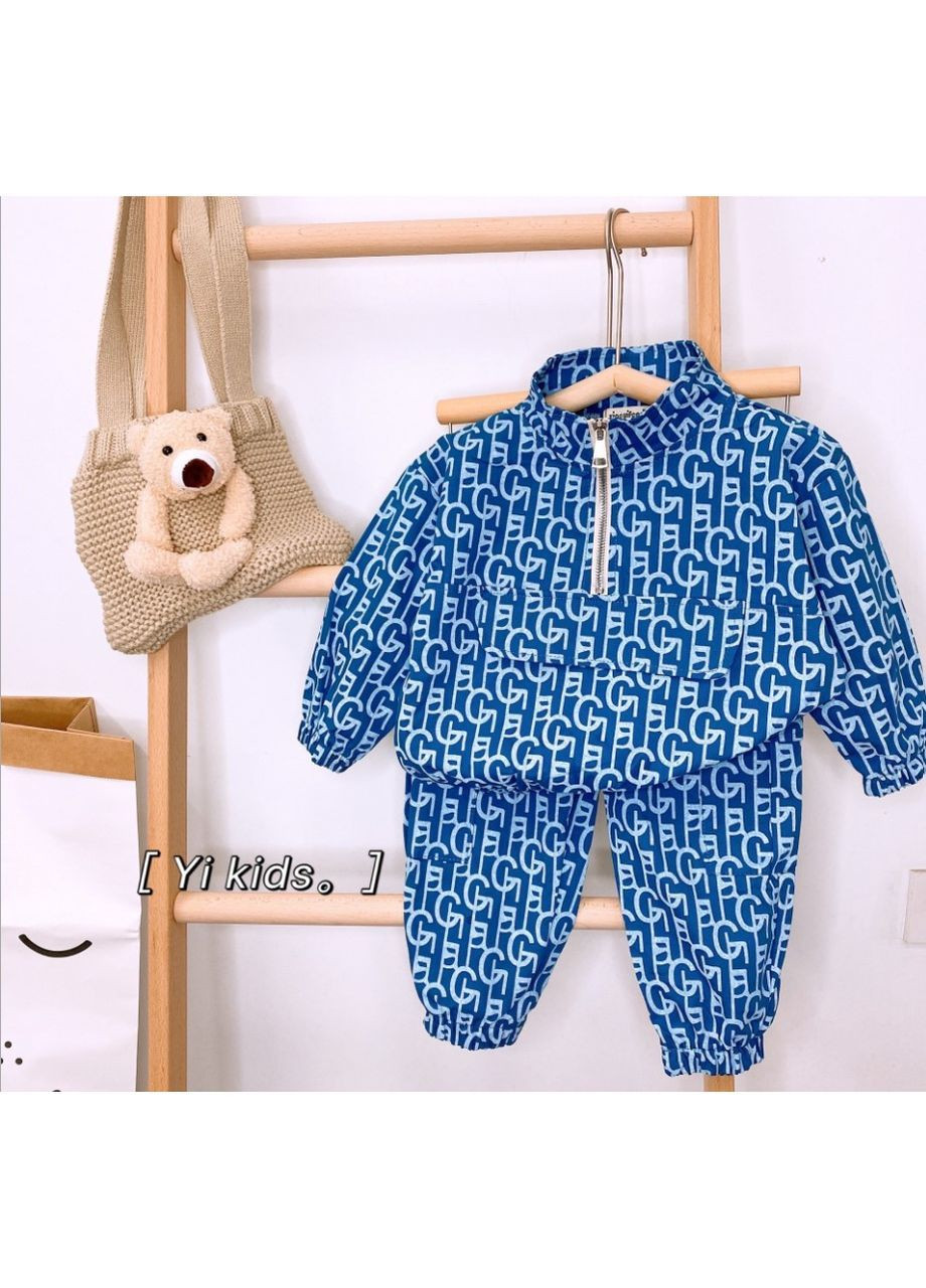 Синій дитячий з котону брючний No Brand костюм