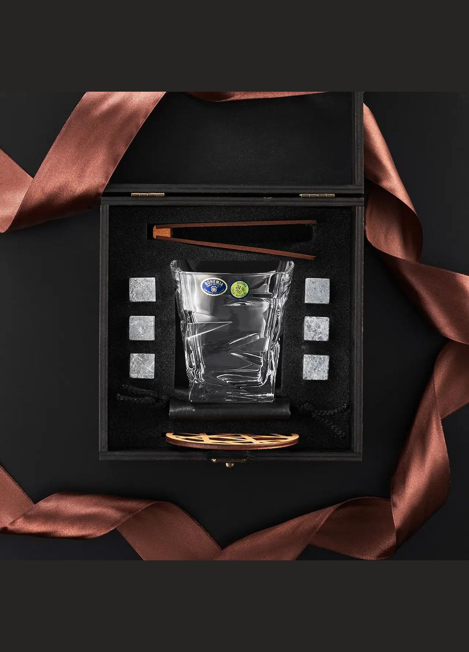 Оригинальные бокалы для виски Bohemia Zig-Zag с камнями для виски 300 мл Handmade WS109 (342745334)