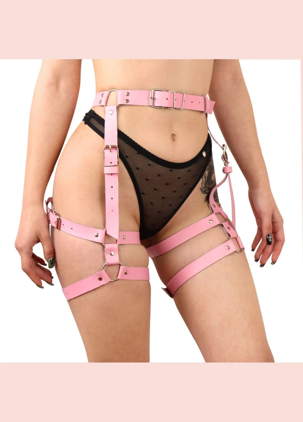 Гартеры Claire, натуральная кожа, размер L-2XL, цвет розовый Art of Sex (358891036)