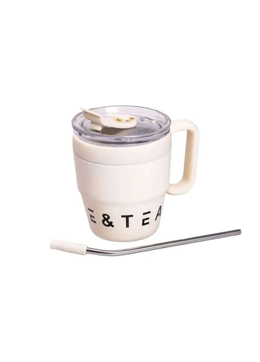 Термочашка Coffee & Tea з трубочкою бежева HP-14-23BE Jooki (360921047)