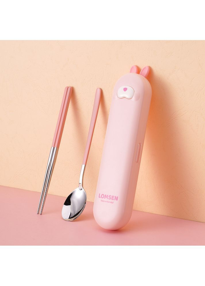 Набор столовых приборов в футляре - ложка и палочки Asian Kawaii, розовый More (369156988)