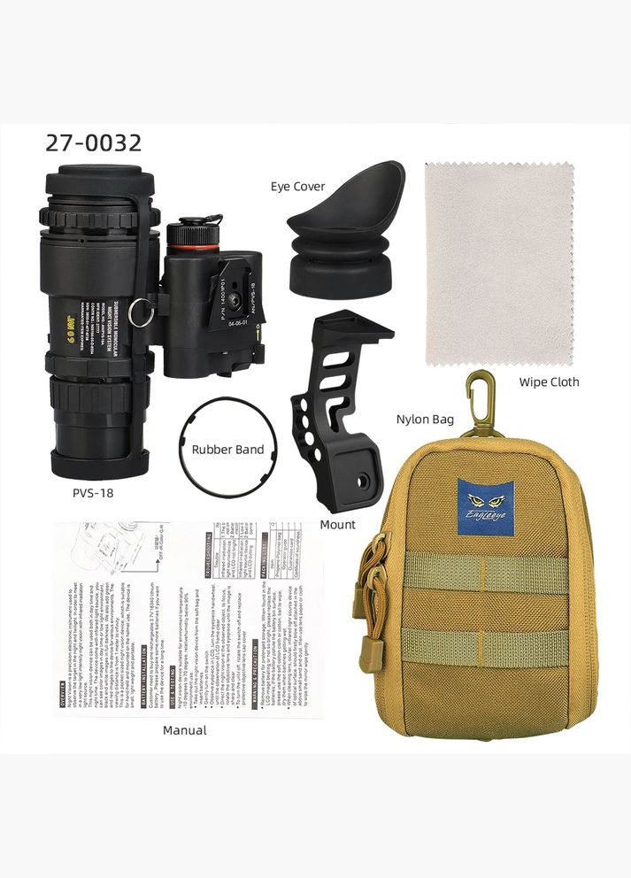 Прилад нічного бачення PVS-18A1 USA із кріпленням Mount на шолом (довжина хвилі 940нм) No Brand (333662468)