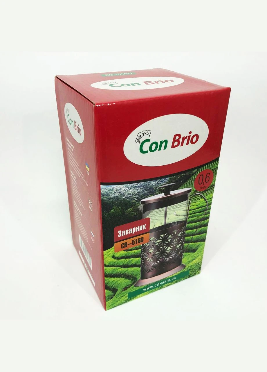 Френч-прес Заварник для чаю Con Brio CB-5160 600мл, Чайник самовар скляний, Чайники для заварювання No Brand (385315535)