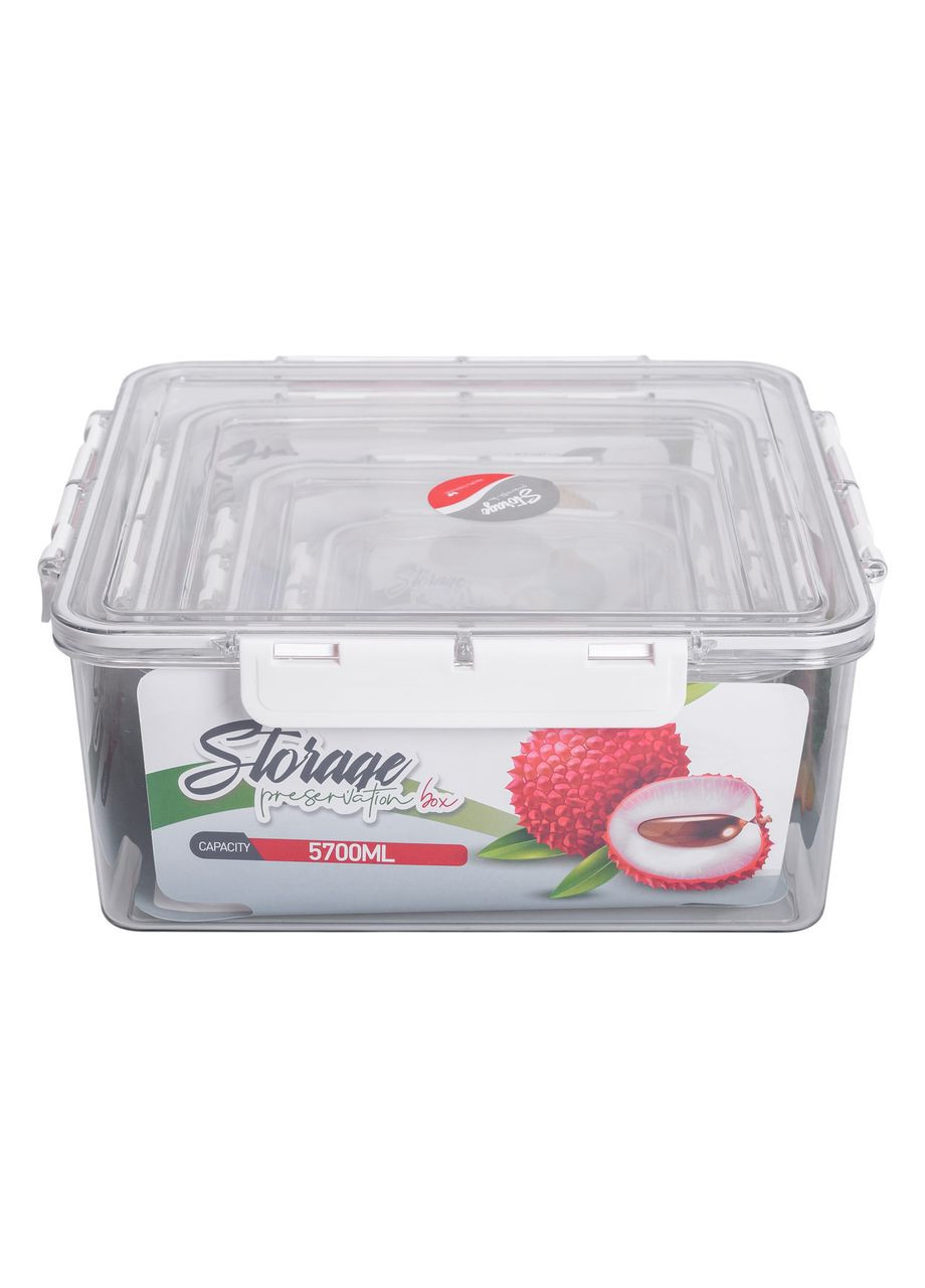 Набір контейнерів для їжі 4 шт 0,7л 1,7л 3,3л 5,7л л герметичні прозорі для зберігання продуктів ProDobro (364190996)