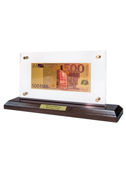 Банкнота на деревянной подставке Банкнота 500 EUR (евро) Евросоюз 28х14 см 160075 сувенир No Brand (346530699)