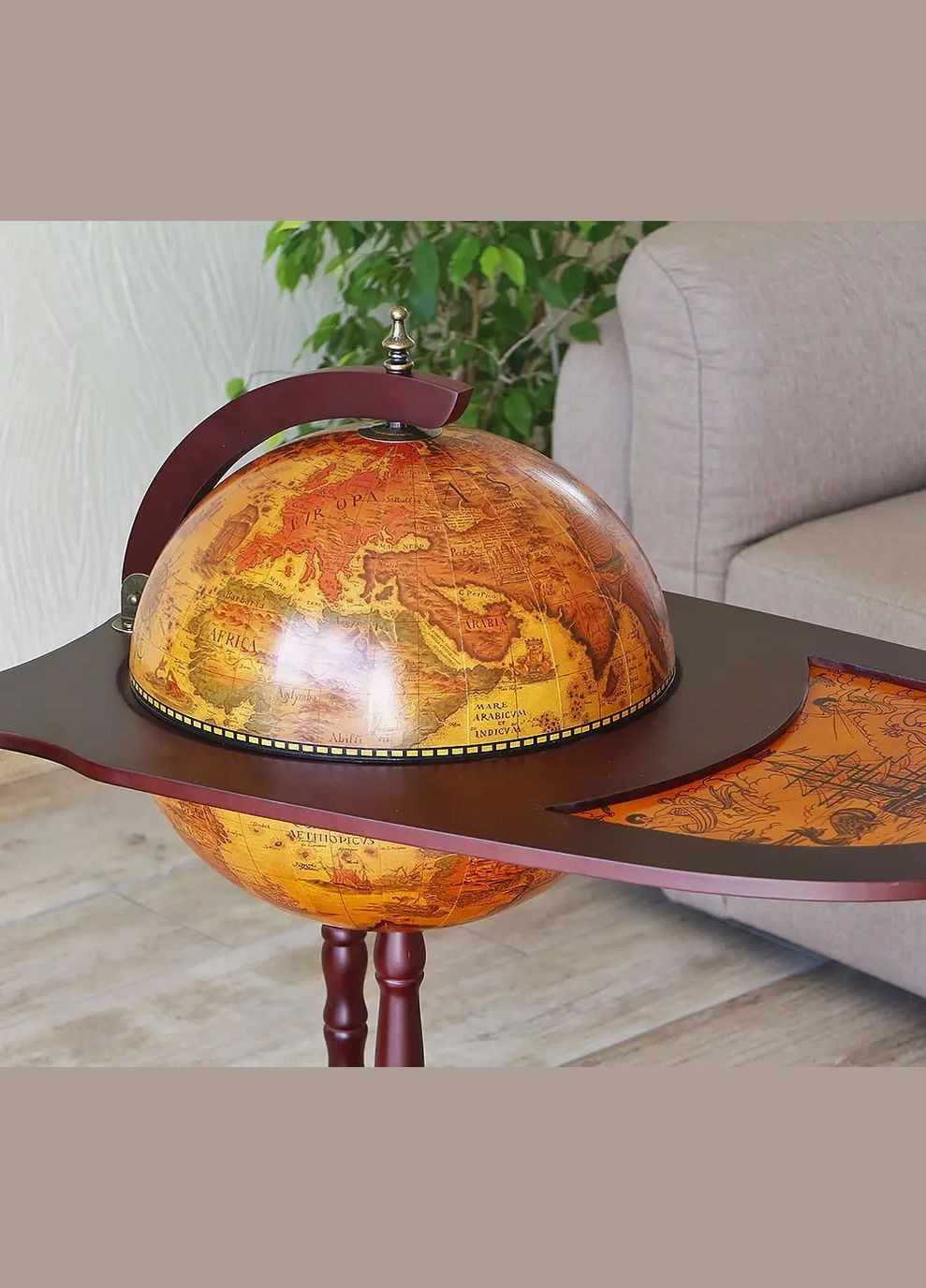 Глобус-бар зі столиком великої карти світу подарунок начальнику директору керівнику | Діаметр сфери 33 см Handmade 33035R (346085181)