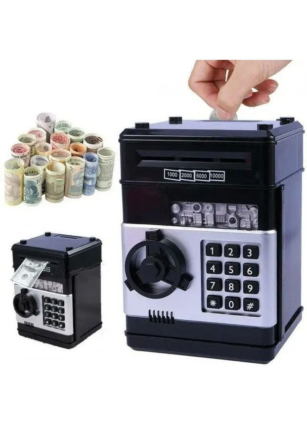 Электронный сейф копилка Number Bank "Банкомат" детский подарок с кодовым замком и купюроприёмником No Brand (282627406)