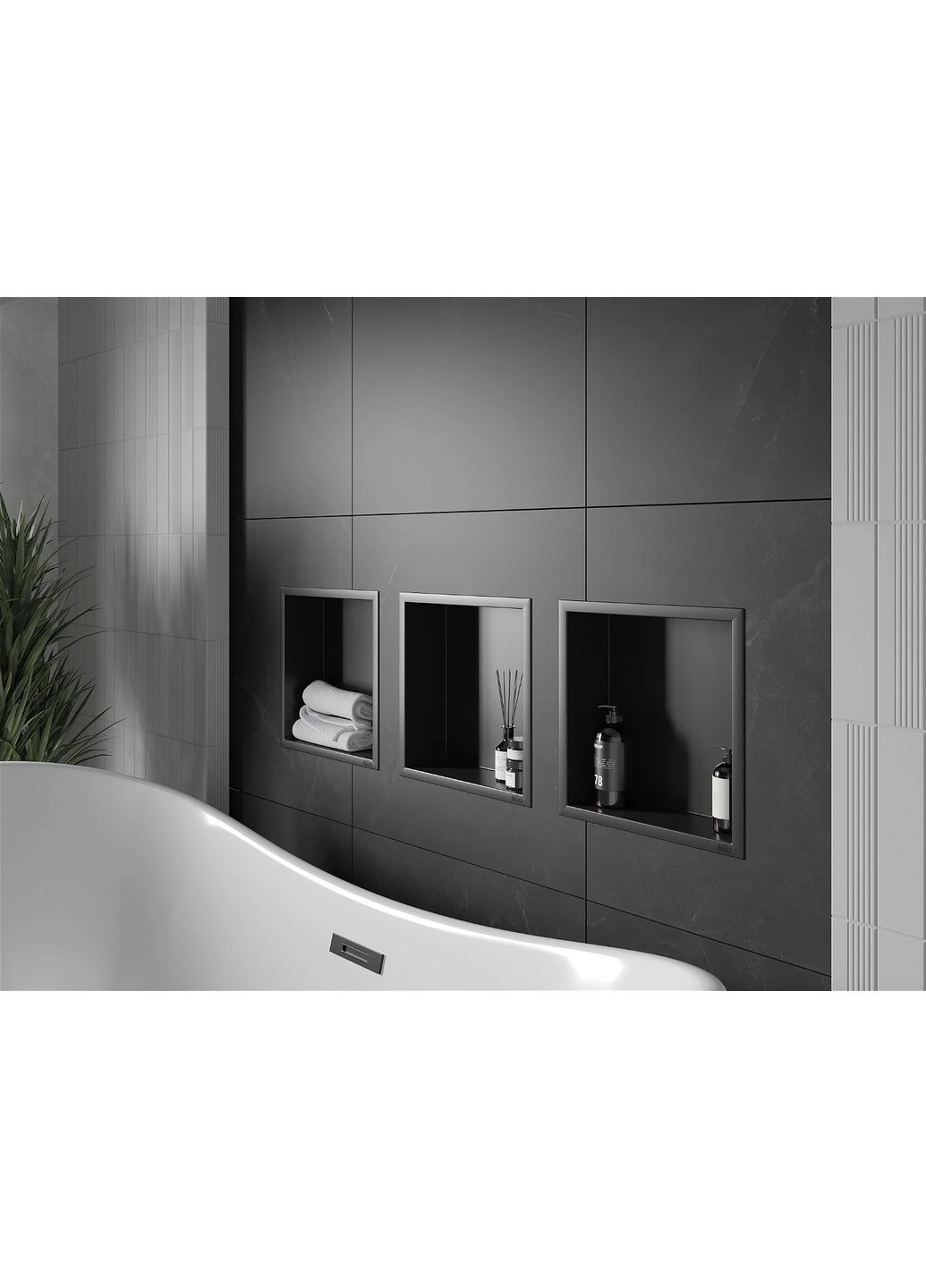 Полиця у ванну кімната вбудована чорна нержавіюча 30 см Nett YB-29 (352261569)