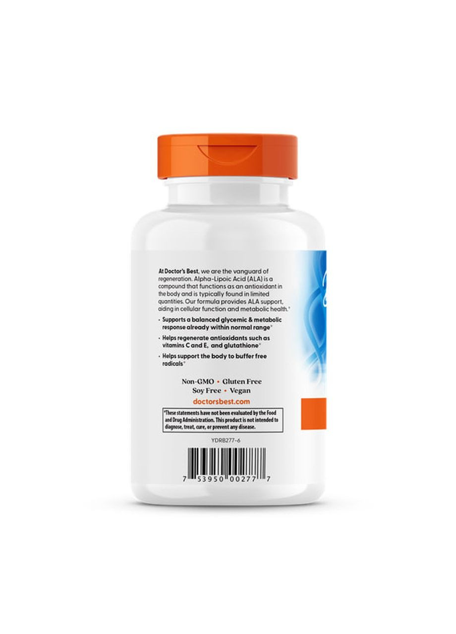 АНатуральная альфа-липоевая кислота Alpha-Lipoic Acid 300 мг 180 вег капс Doctor's Best (357343265)