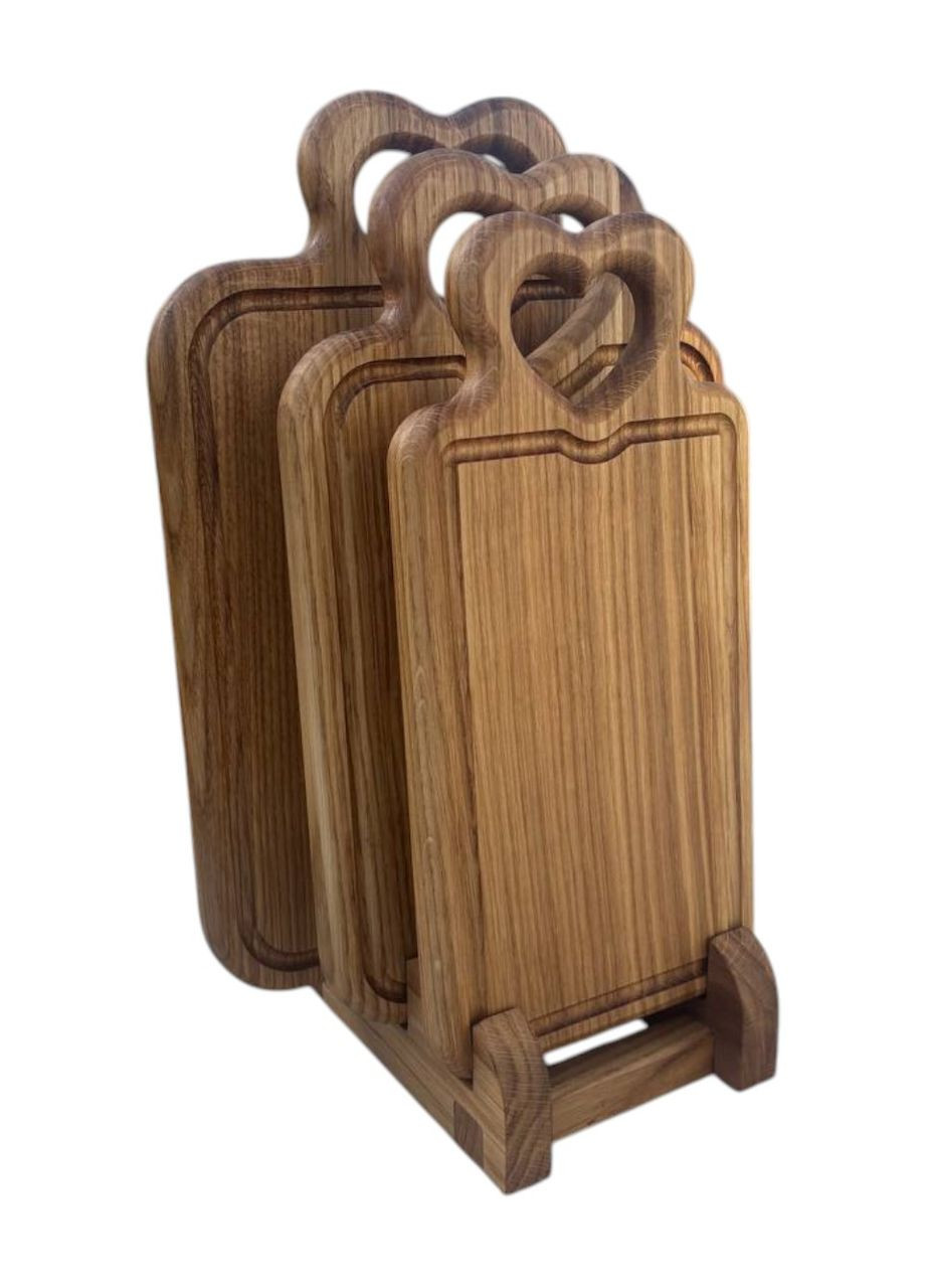 Набор деревянных дощечек кухонные доски на деревянной подставке 3 в 1 Дуб (полированный) №2 No Brand (367585533)