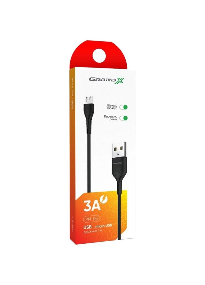 Дата кабель (m16975) Grand-X USB 2.0 AM to Micro 5P 1.0m (375801147)