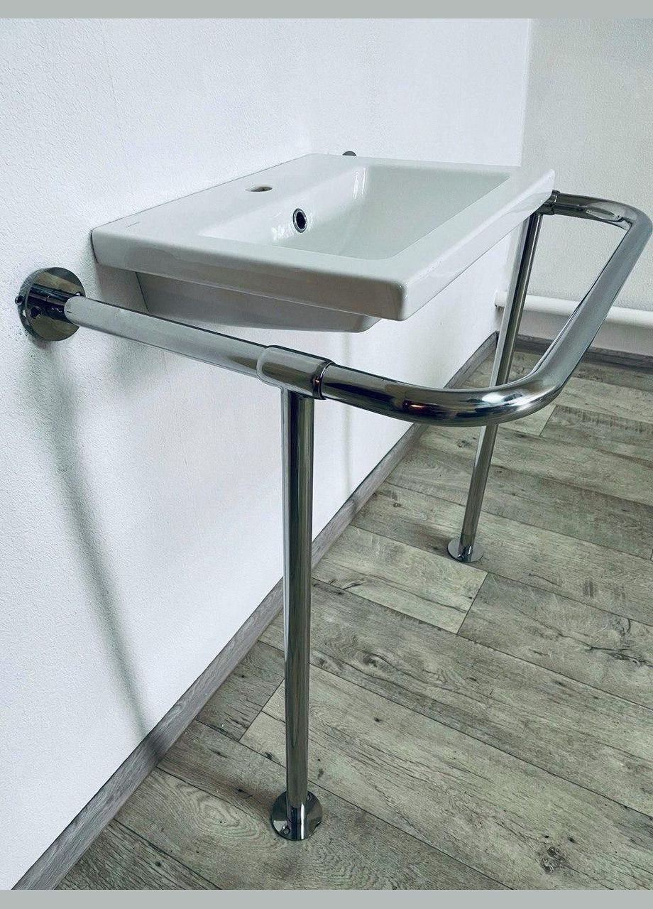 Поручень для мойки "Стена-Пол", Ø 32 мм - 530х710х800 мм, нержавеющая сталь, крепление полистерол Everest (352768924)