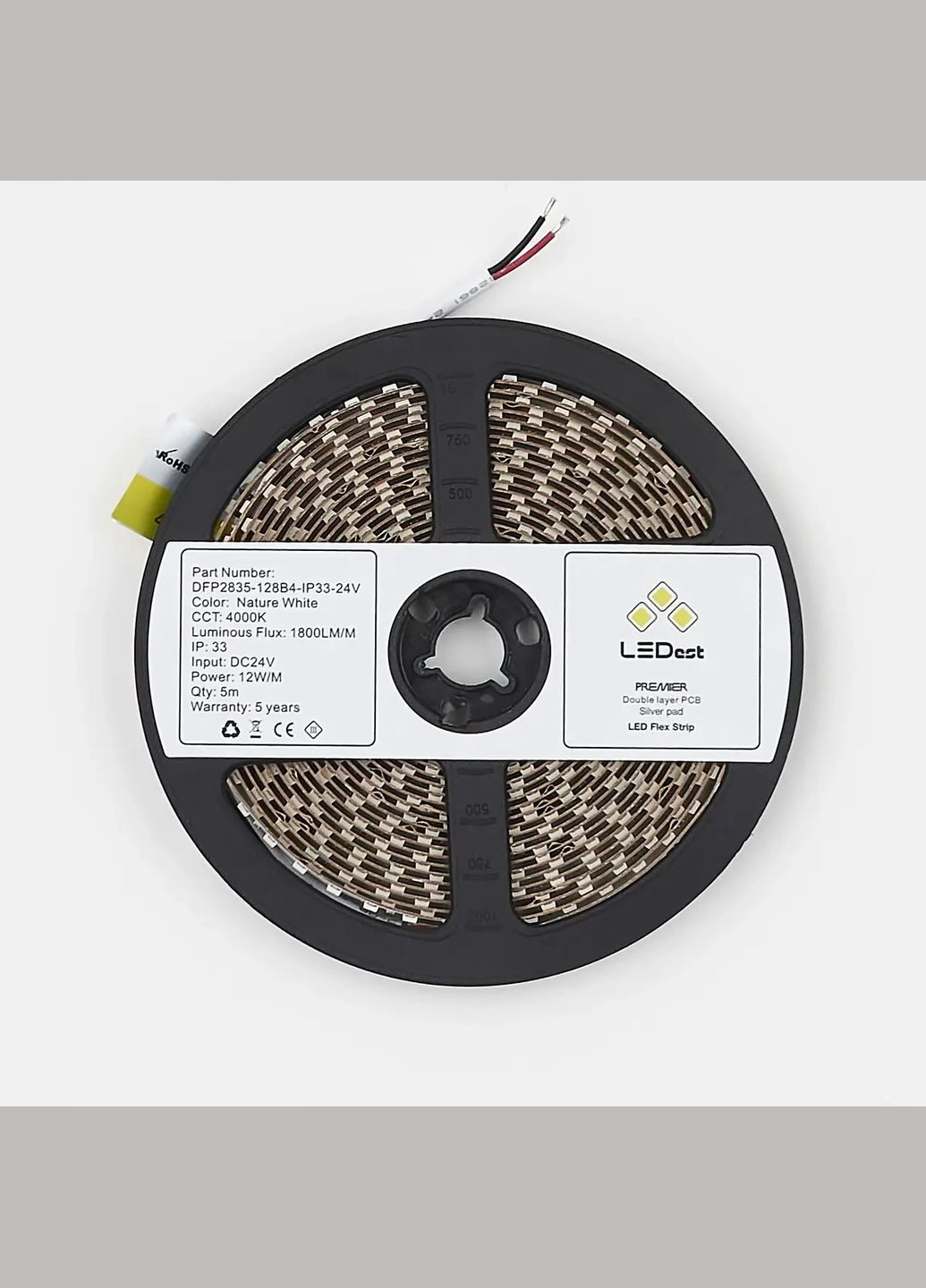 Ціна за 1 м! Світлодіодна стрічка Premier 12w 4000k (128шт/м IP33 24V 1800lm SMD 2835 60 міс. гарантії) LEDest (362602618)