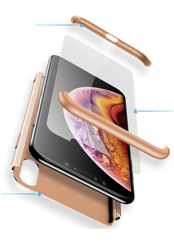 Чехолнакладка 3 in 1 Hard PC Case Apple iPhone XS Gold GKK (301467013)
