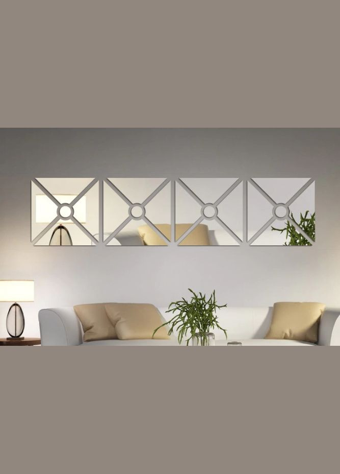 Зеркальные пластиковые наклейки 4 квадрата 80 х 80см или 40 х 160см 20шт набор No Brand (302242455)