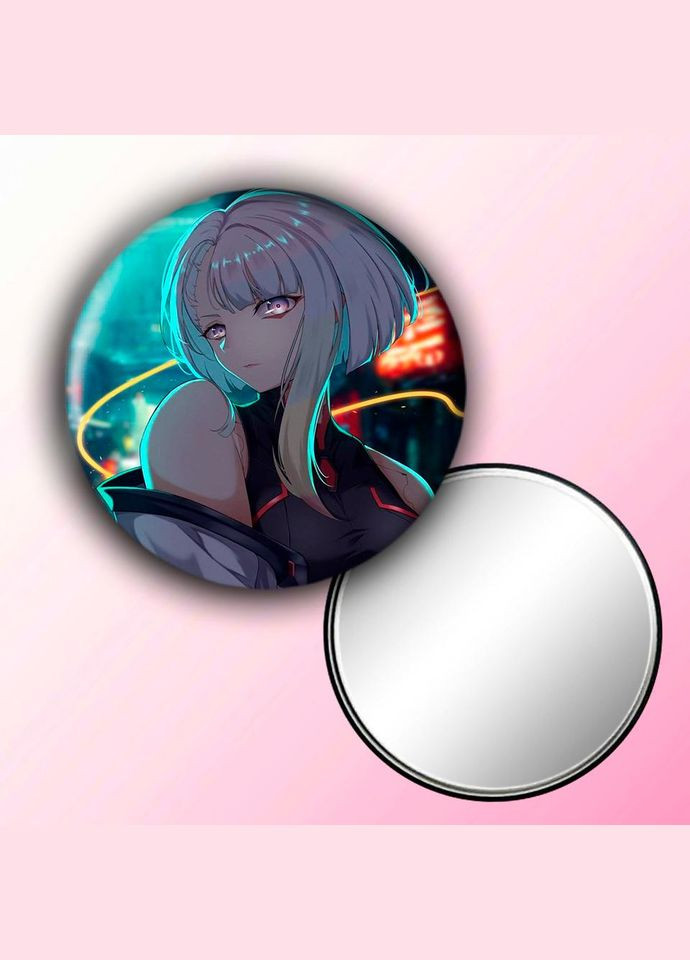 Зеркальце косметическое карманное Аниме Киберпанк #0007 с рисунком круглый 56 мм No Brand (309156151)