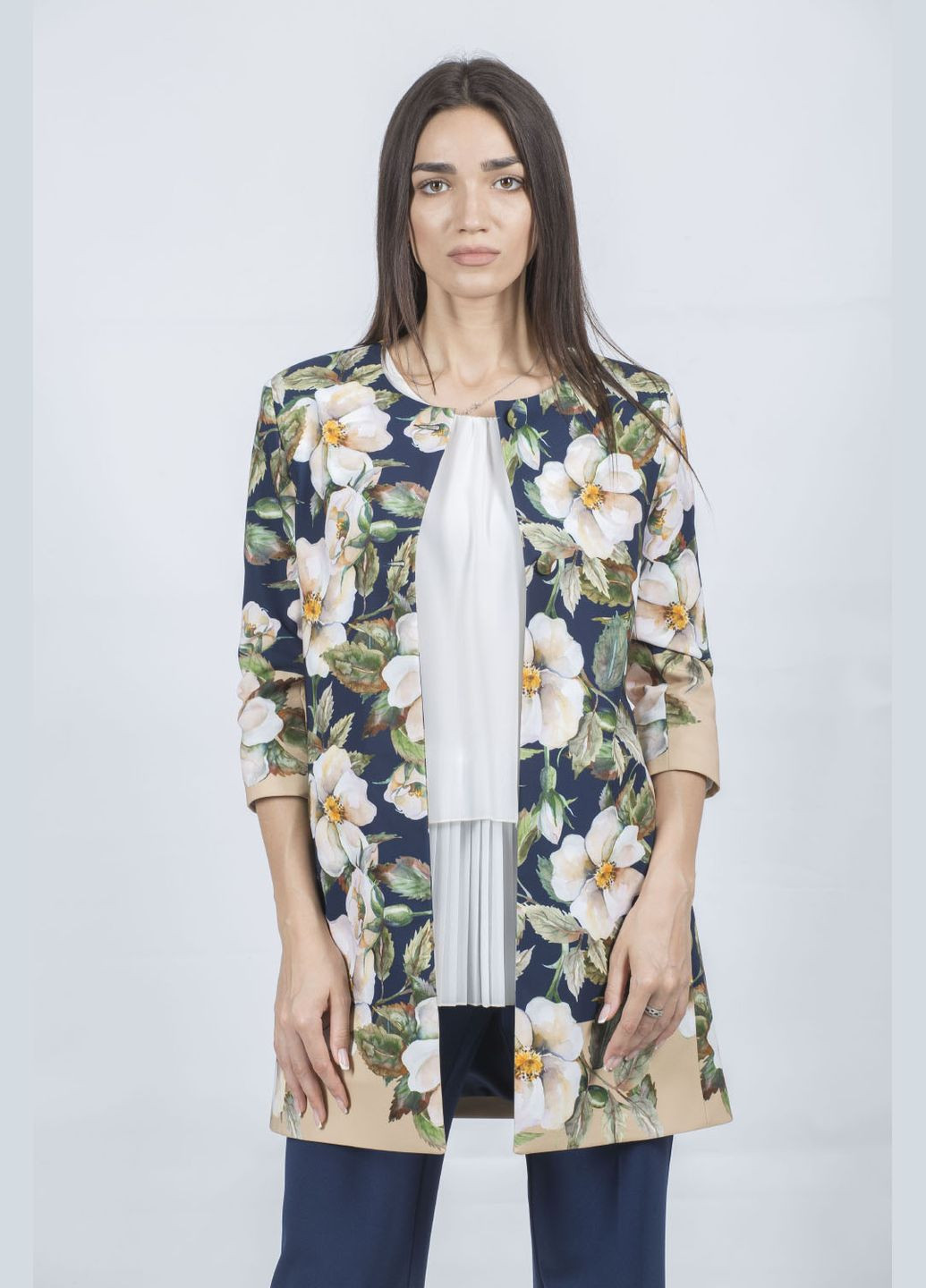 Жіночий класичний квітковий піджак з рукавом 3/4 для літа (, ), 29217 Rinascimento (329727249)