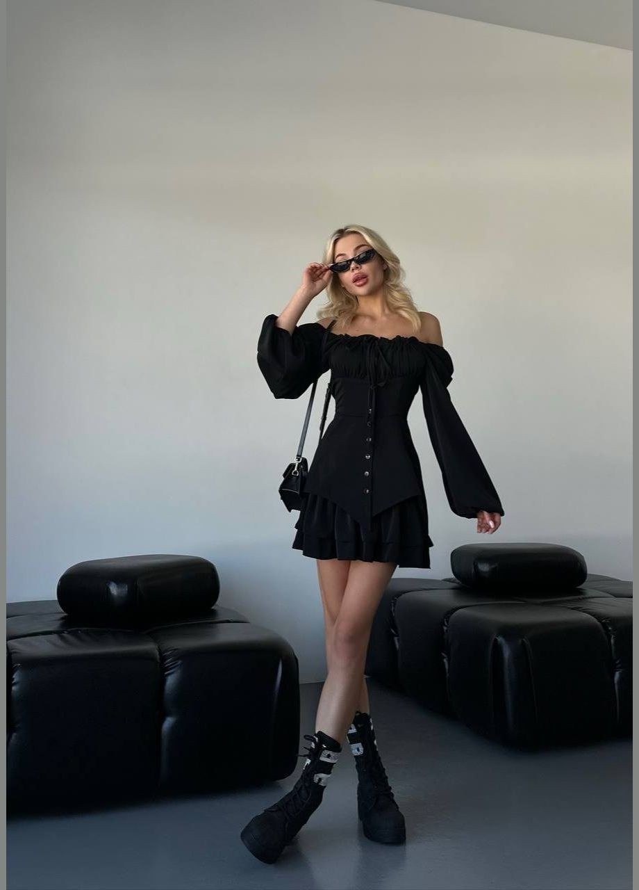 Чорна кежуал сукня N.Family однотонна