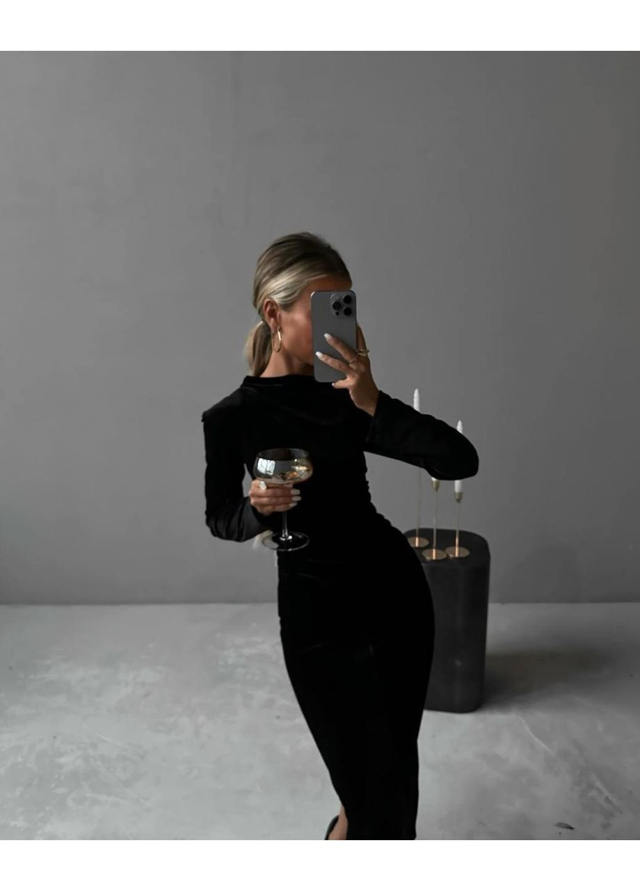 Черное праздничный, вечернее платье No Brand однотонное